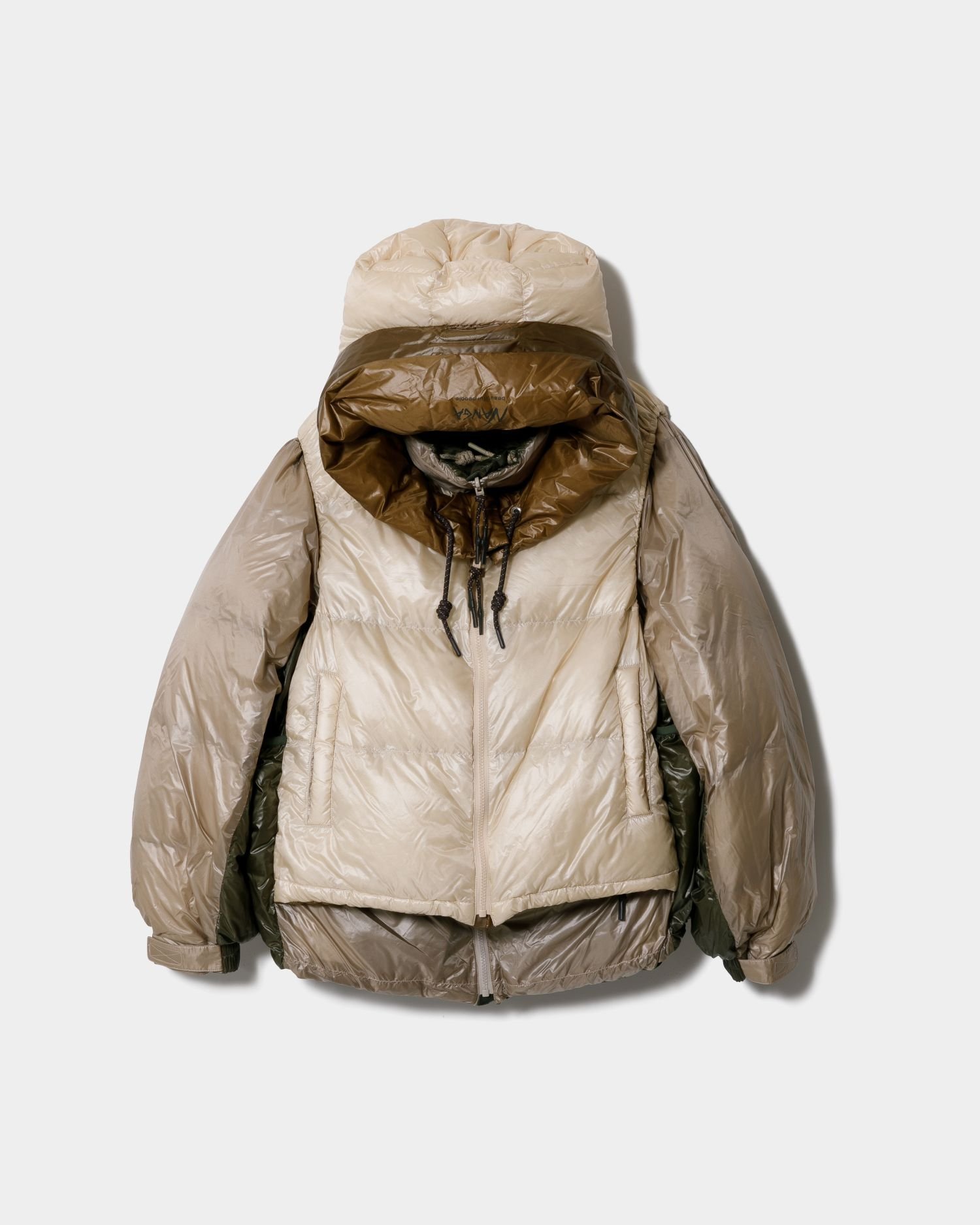 【ビューティフル ピープル/beautiful people】のNANGA multilayering down vest blouson インテリア・キッズ・メンズ・レディースファッション・服の通販 founy(ファニー) 　ファッション　Fashion　レディースファッション　Fashion for Women　アウター　Coat / Outerwear Collection　ブルゾンジャケット・スポーティアウター　Blouson Jackets　トップス・カットソー　Cut & Sew Tops　ベスト&ジレ / 重ね着スタイル　Vests & Gilets　アウトドア　Outdoor Clothing　軽量　Lightweight, Ultra Light　スタンド　Stand Collar, Upright Stand　タフタ　Taffeta, Structured Fabric　ダウン　Down, Puffer　パターン　Pattern, Design Print　ブルゾン　Blouson, Bomber Jacket　プリント　Print, Printed Pattern　ベスト　Vest, Waistcoat　リバーシブル　Reversible, Two-Sided　beige|ID: prp329100004813086 ipo3291000000034944753