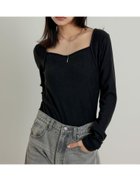 【リエディ/Re:EDIT】のスムースリブハートネックロングTシャツ ブラック|ID: prp329100004813090 ipo3291000000034944836