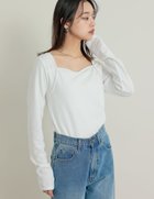 【リエディ/Re:EDIT】のスムースリブハートネックロングTシャツ アイボリー|ID: prp329100004813090 ipo3291000000034944839