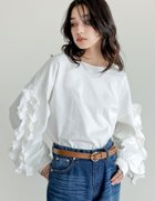 【リエディ/Re:EDIT】の袖フリル長袖カットソー ホワイト|ID: prp329100004813127 ipo3291000000034945142