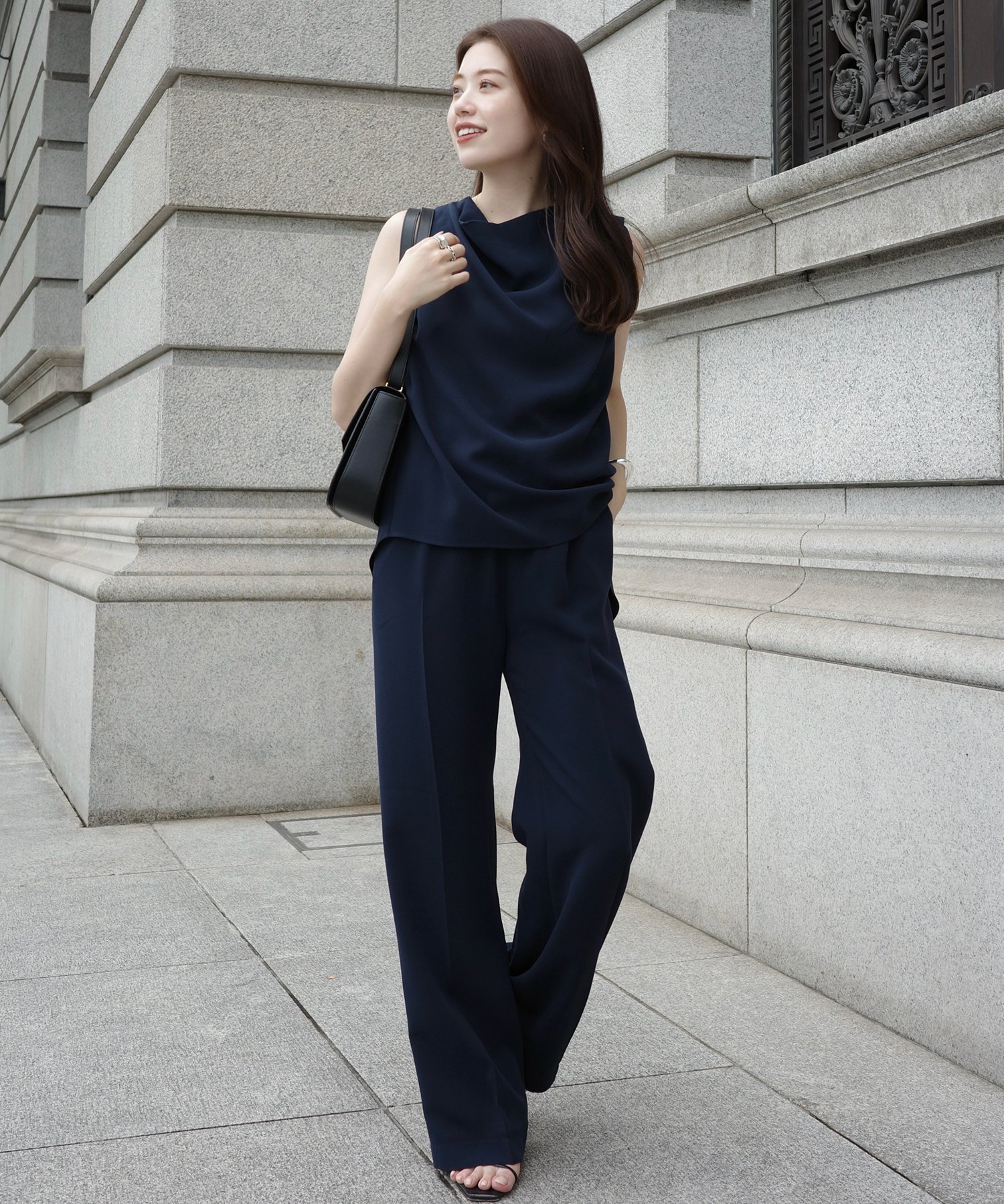 【アニュアンス/anuans】のトリアセテートリラックスパンツ インテリア・キッズ・メンズ・レディースファッション・服の通販 founy(ファニー) 　ファッション　Fashion　レディースファッション　Fashion for Women　パンツ　Pants & Trousers　ストレート　Straight, Straight Cut　夏　Summer　NAVY|ID: prp329100004813181 ipo3291000000034945669