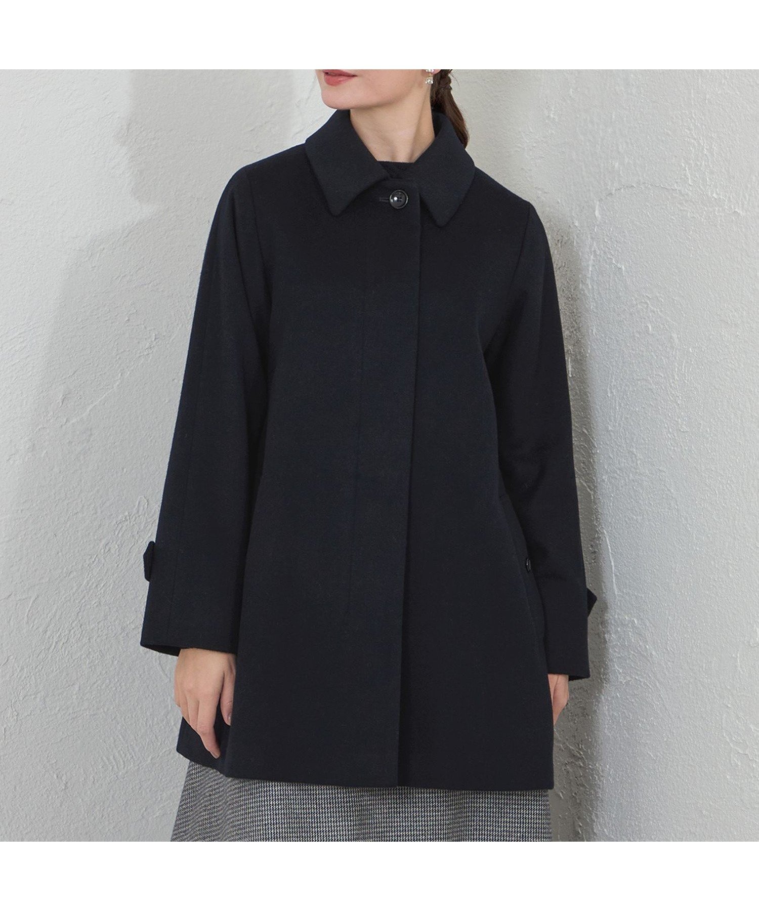 【アマカ/AMACA】のウールカシミヤAラインコート インテリア・キッズ・メンズ・レディースファッション・服の通販 founy(ファニー) ファッション Fashion レディースファッション Fashion for Women アウター Coat / Outerwear Collection コート・ロングコート・ピーコート Long Coats, Peacoats & More Aラインコート A-Line Coats サテン Satin, Glossy Fabric ショート Short, Short Length ストライプ Stripe, Striped Pattern パイピング Piping, Trim Design ブラックネイビー|ID: prp329100004813295 ipo3291000000034946816