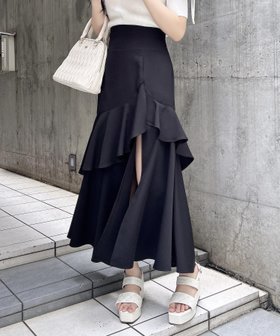【イング/INGNI】の【WEB限定】BackレースUPアシメスリットスカート 人気、トレンドファッション・服の通販 founy(ファニー) ファッション Fashion レディースファッション Fashion for Women スカート Skirts シンプル Simple, Minimal スリット Slit, Slit Detail フリル Frill, Ruffle レース Lace, Lace Fabric ロング Long, Long-Length エレガント 上品 Elegant |ID:prp329100004813338