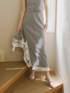 【オル/Olu】のストライプサイドフリルスカート セットアップ可能 人気、トレンドファッション・服の通販 founy(ファニー) ファッション Fashion レディースファッション Fashion for Women セットアップ Matching Sets スカート・ミニ/ミディ/マキシ Skirts / Mini, Midi & Maxi Skirts シンプル Simple, Minimal ストライプ Stripe, Striped Pattern スリット Slit, Slit Detail セットアップ Set-Up, Coordinated Outfit タンブラー Tumbler, Travel Mug フリル Frill, Ruffle 楽ちん Easy Fit, Comfortable |ID:prp329100004813351