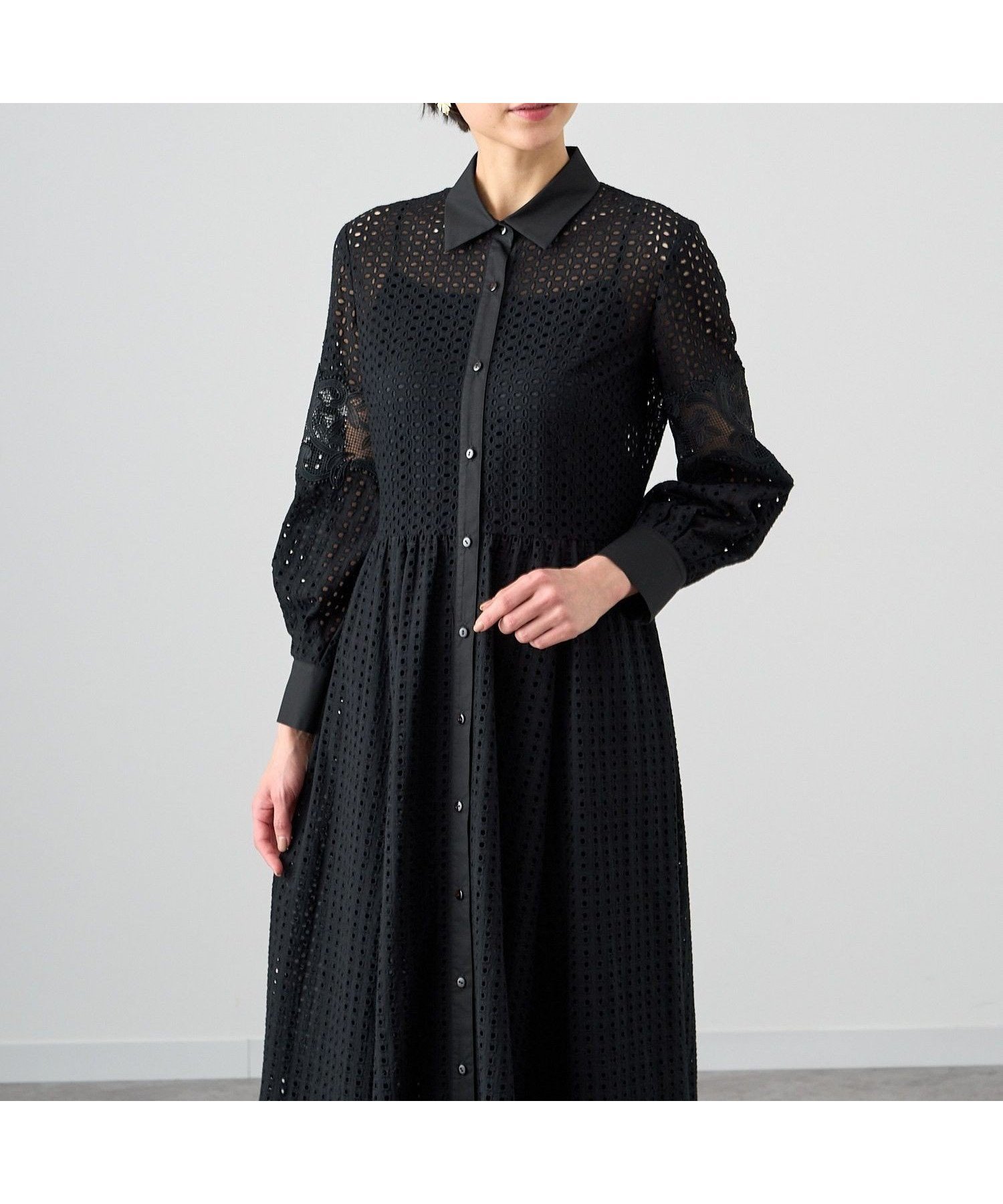 【アナイ/ANAYI】のエンブロイダリーシャツ ワンピース インテリア・キッズ・メンズ・レディースファッション・服の通販 founy(ファニー) 　ファッション　Fashion　レディースファッション　Fashion for Women　ワンピース　Dresses　シャツワンピース / 1枚で着映えコーデ　Shirt Dresses　ケミカル　Chemical, Chemical Wash　ショート　Short, Short Length　スクエア　Square, Square Shape　スマート　Smart, Elegant　ダウン　Down, Puffer　フラワー　Flower, Floral　レース　Lace, Lace Fabric　再入荷　Restock / Back in Stock　夏　Summer　S/S・春夏　SS, Spring/Summer, Warm Season　black|ID: prp329100004813370 ipo3291000000034947775