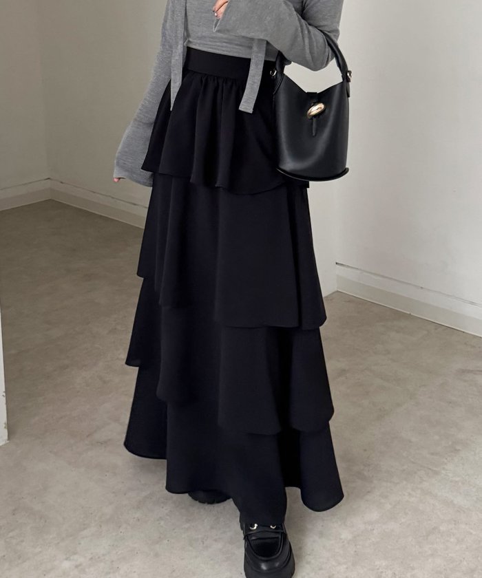 【ジュノア/JUNOAH】の【薄くて軽いジョーゼット生地】ハイウエストティアードスカート インテリア・キッズ・メンズ・レディースファッション・服の通販 founy(ファニー) https://founy.com/ ファッション Fashion レディースファッション Fashion for Women スカート Skirts ティアードスカート Tiered Skirts ジョーゼット Georgette, Semi-Sheer Fabric |ID: prp329100004813376 ipo3291000000034947846