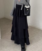 【ジュノア/JUNOAH】の【薄くて軽いジョーゼット生地】ハイウエストティアードスカート ブラック|ID: prp329100004813376 ipo3291000000034947847