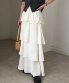 【ジュノア/JUNOAH】の【薄くて軽いジョーゼット生地】ハイウエストティアードスカート ホワイト|ID: prp329100004813376 ipo3291000000034947849