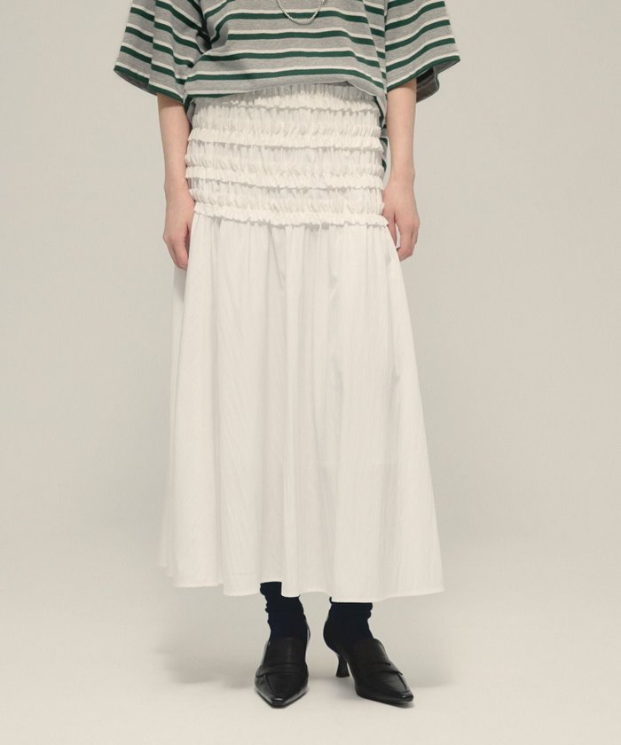 【ジーナシス/JEANASiS】のFrill Shirring Skirt インテリア・キッズ・メンズ・レディースファッション・服の通販 founy(ファニー) https://founy.com/ ファッション Fashion レディースファッション Fashion for Women スカート Skirts スウェット / スエット Sweatshirt, Sweatwear ダウン Down, Puffer フリル Frill, Ruffle フレア Flare, Flared ロング Long, Long-Length エレガント 上品 Elegant |ID: prp329100004813414 ipo3291000000034948182
