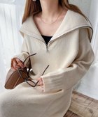 【アンドミー/andme】のセーラーカラー 長袖 ハーフジップ ニット ワンピース オフホワイト|ID: prp329100004813431 ipo3291000000035122553