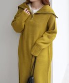 【アンドミー/andme】のセーラーカラー 長袖 ハーフジップ ニット ワンピース ライムグリーン|ID: prp329100004813431 ipo3291000000035122562