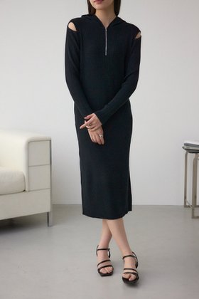 【アズール バイ マウジー/AZUL by moussy】のショルダースリットリブニットワンピース 人気、トレンドファッション・服の通販 founy(ファニー) ファッション Fashion レディースファッション Fashion for Women ワンピース Dresses ニットワンピース Knit Dresses インナー Innerwear ジップ Zip, Zipper スリット Slit, Slit Detail |ID:prp329100004813453