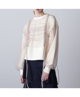 【ローズバッド/ROSE BUD】のチュールドッキングプルオーバー 人気、トレンドファッション・服の通販 founy(ファニー) ファッション Fashion レディースファッション Fashion for Women トップス・カットソー Cut & Sew Tops カジュアルプルオーバー・ニットトップス Pullovers & Knit Tops / Casual Pullovers おすすめ Recommended / Our Picks インナー Innerwear シャーリング Shirring, Ruched ドッキング Docking, Mixed Material ボトム Bottoms, Lower Wear |ID:prp329100004813471