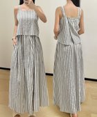 【ガール/GIRL】のセットアップ 上下セット ノースリーブブラウス ロングスカート ストライプ GRY|ID: prp329100004813498 ipo3291000000034948961