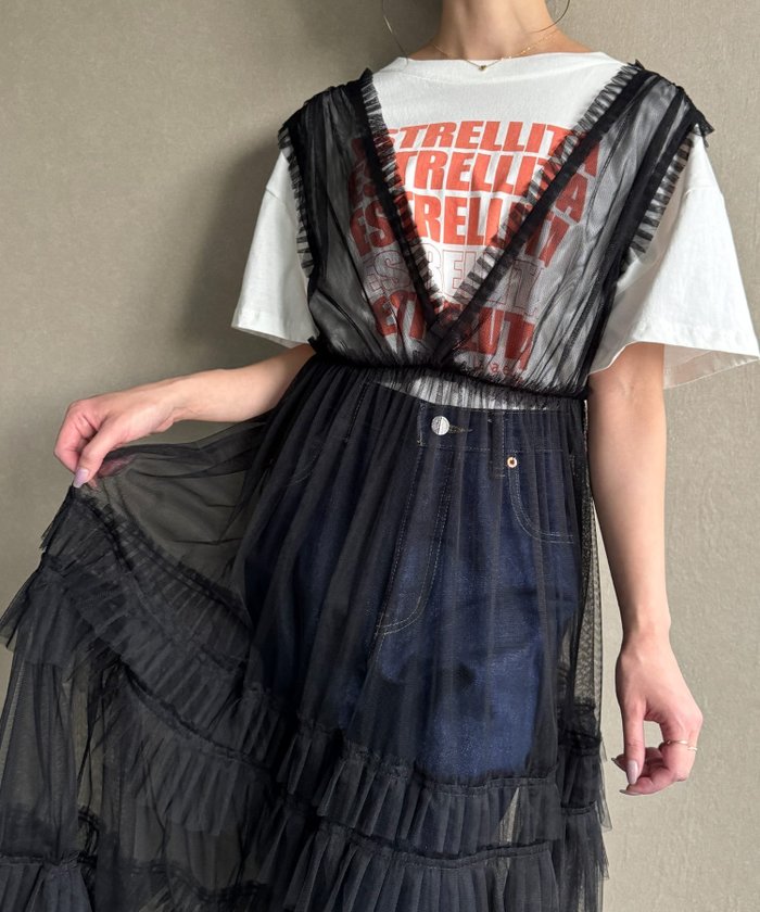 【ジュノア/JUNOAH】のチュールティアードワンピース インテリア・キッズ・メンズ・レディースファッション・服の通販 founy(ファニー) https://founy.com/ ファッション Fashion レディースファッション Fashion for Women ワンピース Dresses |ID: prp329100004813519 ipo3291000000034949144