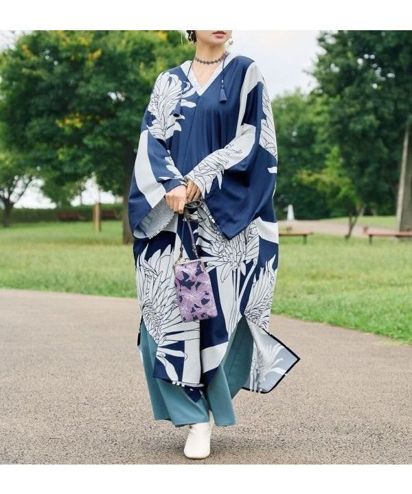 【アミナコレクション/Amina Collection】の【カヤ】花影ワンピース インテリア・キッズ・メンズ・レディースファッション・服の通販 founy(ファニー) ファッション Fashion レディースファッション Fashion for Women ワンピース Dresses ポケット Pocket, Pocket Detail ネイビー系|ID: prp329100004813523 ipo3291000000034949226