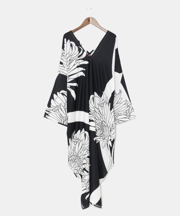 【アミナコレクション/Amina Collection】の【カヤ】花影ワンピース インテリア・キッズ・メンズ・レディースファッション・服の通販 founy(ファニー) ファッション Fashion レディースファッション Fashion for Women ワンピース Dresses ポケット Pocket, Pocket Detail ブラック×ホワイト|ID: prp329100004813523 ipo3291000000034949229