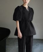 【ガール/GIRL】のふくれジャガードブラウス テーパードパンツの2点 セットアップ パンツドレス BK|ID: prp329100004813539 ipo3291000000034949323