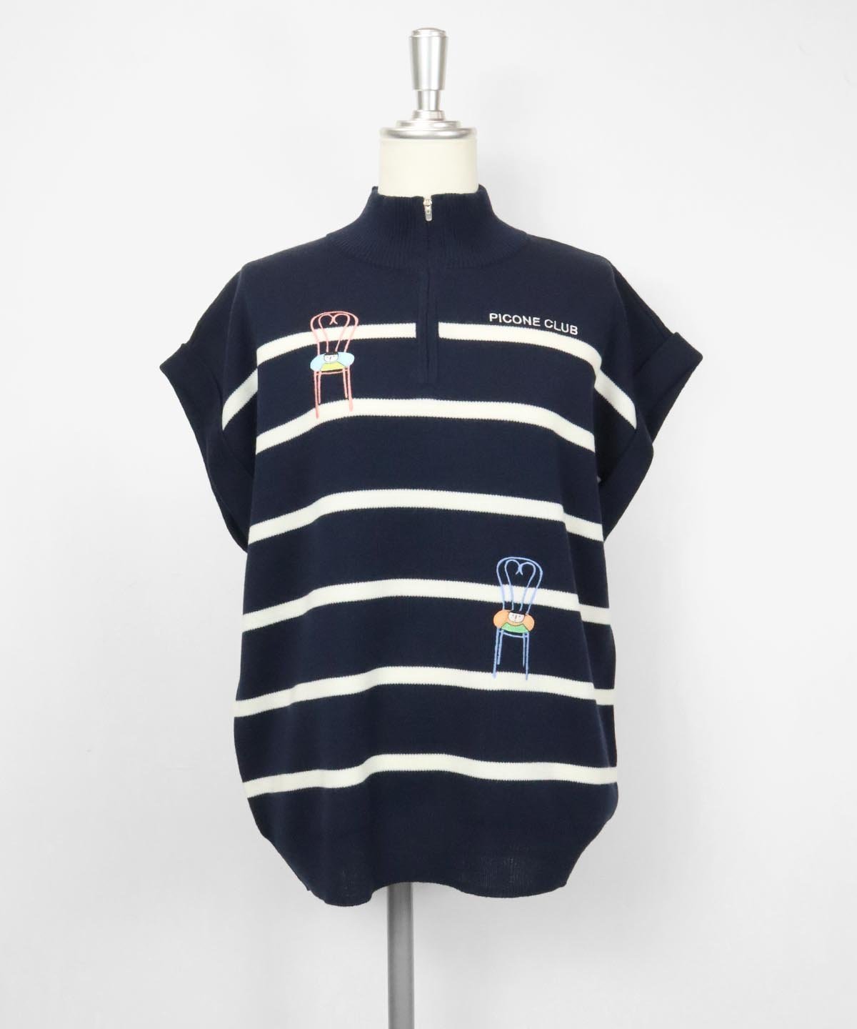 【ピッコーネクラブ/Picone Club】のウール混ハーフジップニットベスト インテリア・キッズ・メンズ・レディースファッション・服の通販 founy(ファニー) 　ファッション　Fashion　レディースファッション　Fashion for Women　アウター　Coat / Outerwear Collection　トップス・カットソー　Cut & Sew Tops　ニット　Knit Tops & Sweaters　ベスト&ジレ / 重ね着スタイル　Vests & Gilets　ネイビー|ID: prp329100004813552 ipo3291000000034949740