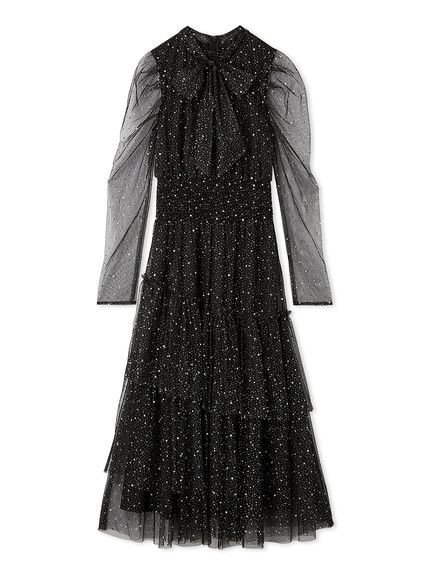 【ファーファー/FURFUR】のロングスリーブラメチュールドレス インテリア・キッズ・メンズ・レディースファッション・服の通販 founy(ファニー) 　ファッション　Fashion　レディースファッション　Fashion for Women　ワンピース　Dresses　フォーマル・パーティードレス・結婚式用ドレス　Elegant & Casual Dresses　シャーリング　Shirring, Ruched　スマート　Smart, Elegant　バランス　Balance, Style Balance　フィット　Fit, Slim Fit　人気　Popular, Best Seller　定番　Standard, Basic Item　長袖　Long Sleeve, Full Sleeve　BLK[009]|ID: prp329100004813557 ipo3291000000034949845