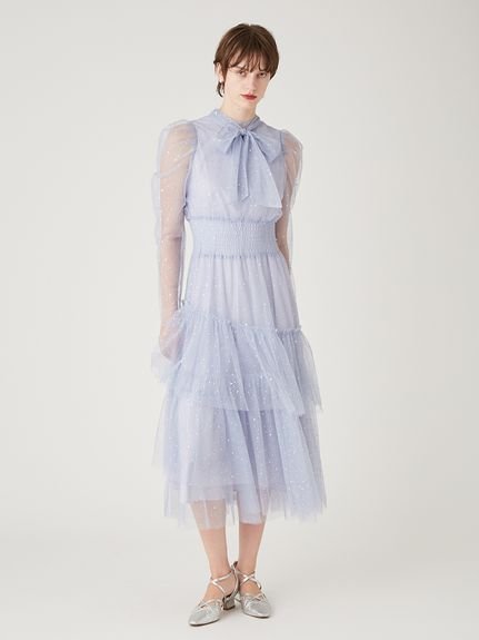 【ファーファー/FURFUR】のロングスリーブラメチュールドレス インテリア・キッズ・メンズ・レディースファッション・服の通販 founy(ファニー) 　ファッション　Fashion　レディースファッション　Fashion for Women　ワンピース　Dresses　フォーマル・パーティードレス・結婚式用ドレス　Elegant & Casual Dresses　シャーリング　Shirring, Ruched　スマート　Smart, Elegant　バランス　Balance, Style Balance　フィット　Fit, Slim Fit　人気　Popular, Best Seller　定番　Standard, Basic Item　長袖　Long Sleeve, Full Sleeve　LBLU[081]|ID: prp329100004813557 ipo3291000000034949847