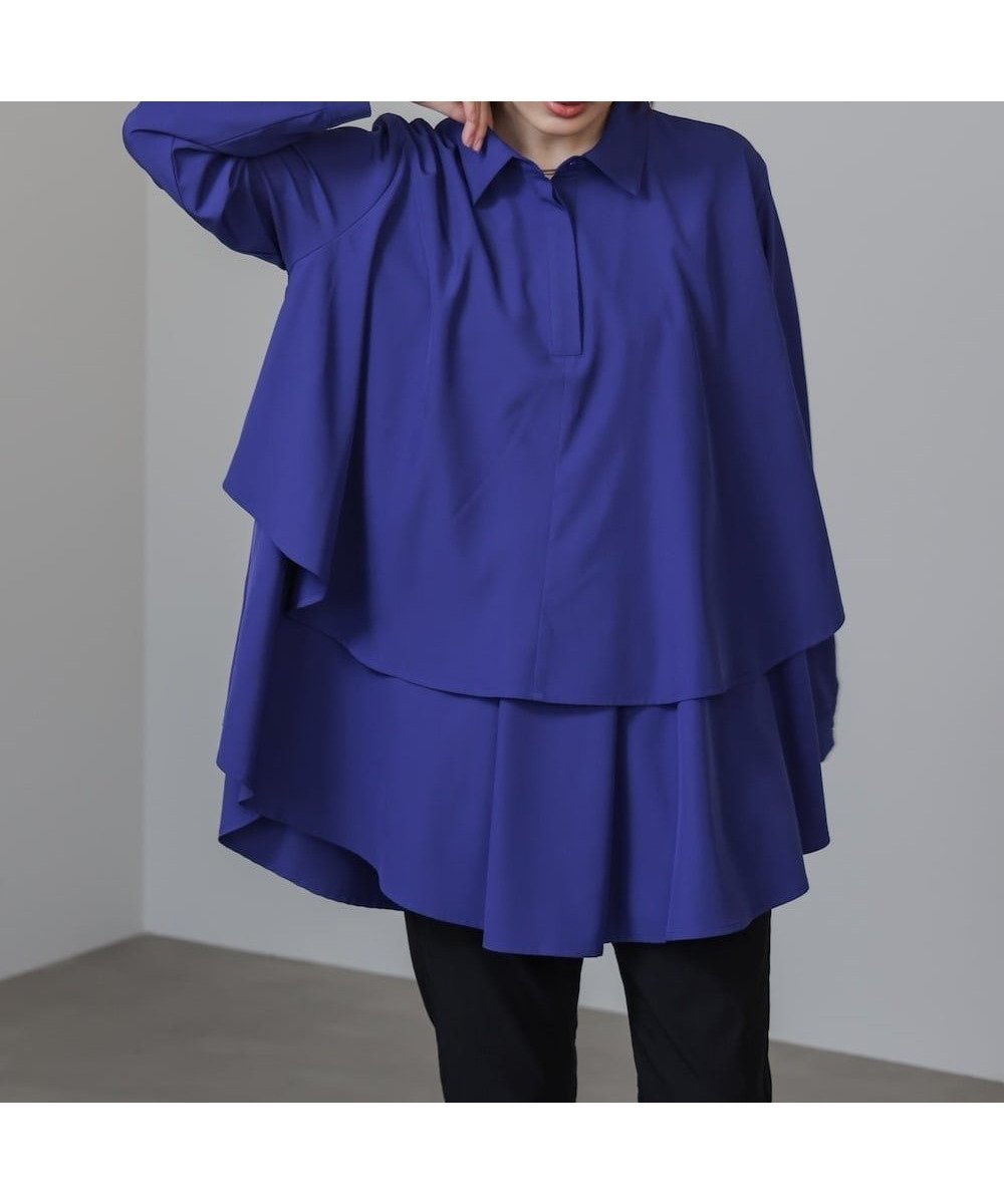 【バブ ブージュルード/Bab Bou Jeloud】のフレアシャツチュニック インテリア・キッズ・メンズ・レディースファッション・服の通販 founy(ファニー) 　ファッション　Fashion　レディースファッション　Fashion for Women　トップス・カットソー　Cut & Sew Tops　シャツ・ブラウス・オフィスカジュアル　Elegant Blouses & Button-Ups　シンプル　Simple, Minimal　チュニック　Tunic, Long Top　フレア　Flare, Flared　フロント　Front, Front Design　再入荷　Restock / Back in Stock　羽織　Haori, Light Jacket　BLUE|ID: prp329100004813567 ipo3291000000034950067