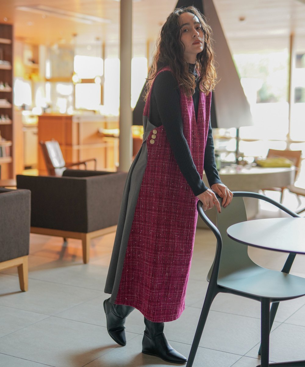 【バブ ブージュルード/Bab Bou Jeloud】のスリーブレスワンピース インテリア・キッズ・メンズ・レディースファッション・服の通販 founy(ファニー) 　ファッション　Fashion　レディースファッション　Fashion for Women　ワンピース　Dresses　おすすめ　Recommended / Our Picks　ギャザー　Gathered, Ruffled　シンプル　Simple, Minimal　スパンコール　Sequins, Sequin Embellishment　フェミニン　Feminine, Girly　フロント　Front, Front Design　ベロア　Velour, Soft Velvet　リブニット　Rib Knit, Ribbed Knit　エレガント 上品　Elegant　再入荷　Restock / Back in Stock　PINK|ID: prp329100004813570 ipo3291000000034950086