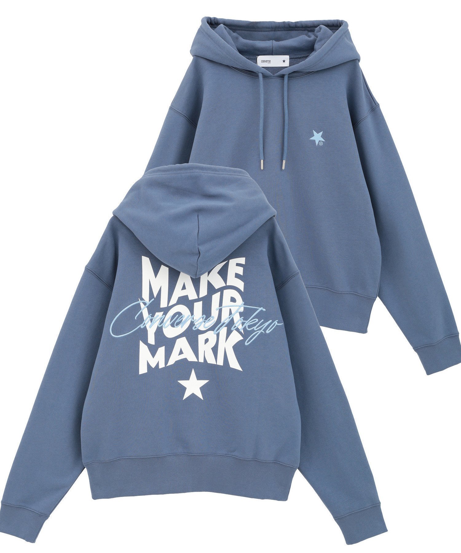 【コンバーストウキョウ/CONVERSE TOKYO】のBACK LOGO HOODIE インテリア・キッズ・メンズ・レディースファッション・服の通販 founy(ファニー) 　ファッション　Fashion　レディースファッション　Fashion for Women　グラフィック　Graphic, Graphic Design　シンプル　Simple, Minimal　ジャケット　Jacket, Outerwear　パーカー　Hoodie, Parka　ボトム　Bottoms, Lower Wear　ワンポイント　One Point, Statement Accent　定番　Standard, Basic Item　ブルー|ID: prp329100004813599 ipo3291000000034950584