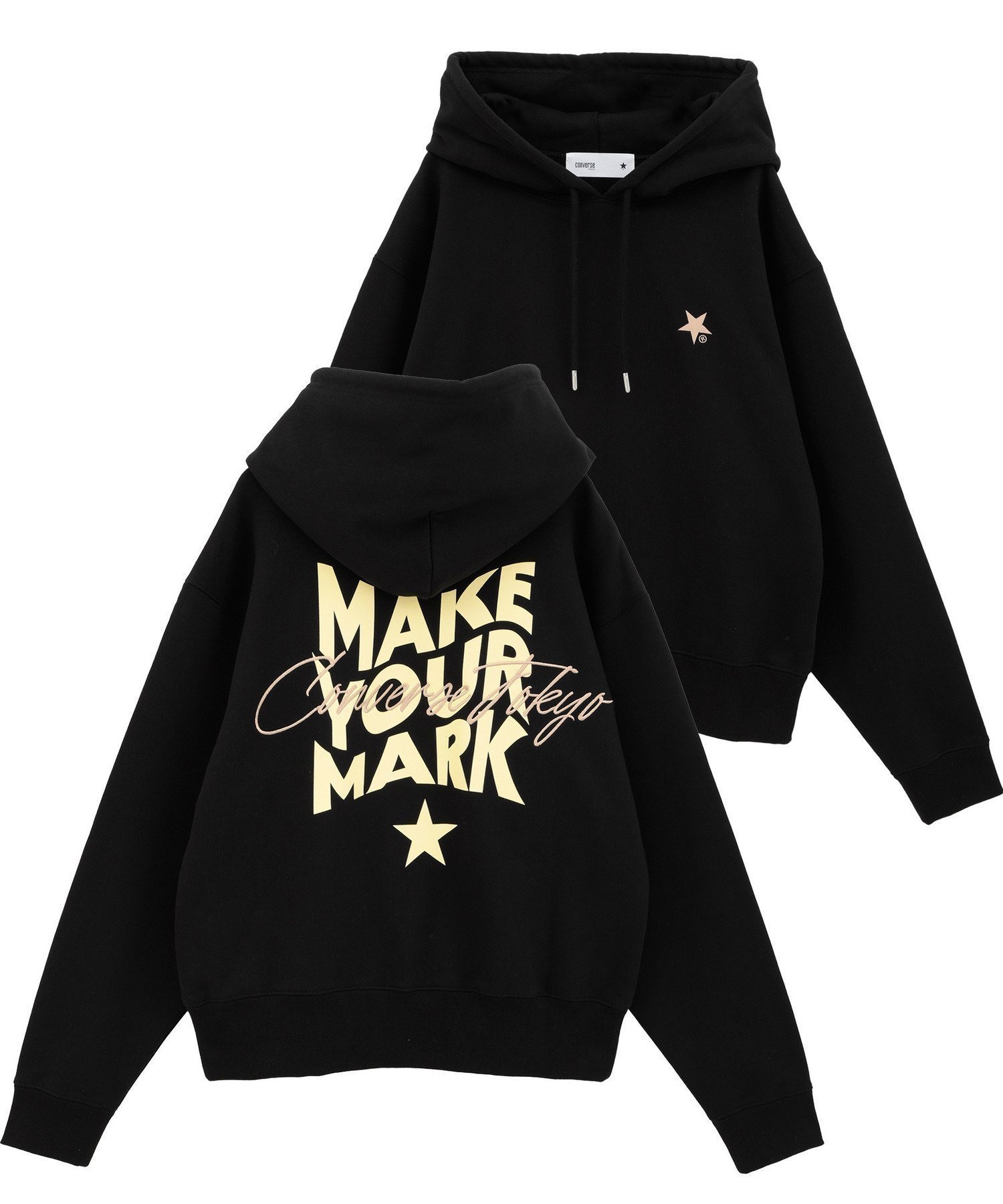 【コンバーストウキョウ/CONVERSE TOKYO】のBACK LOGO HOODIE インテリア・キッズ・メンズ・レディースファッション・服の通販 founy(ファニー) 　ファッション　Fashion　レディースファッション　Fashion for Women　グラフィック　Graphic, Graphic Design　シンプル　Simple, Minimal　ジャケット　Jacket, Outerwear　パーカー　Hoodie, Parka　ボトム　Bottoms, Lower Wear　ワンポイント　One Point, Statement Accent　定番　Standard, Basic Item　ブラック|ID: prp329100004813599 ipo3291000000034950585