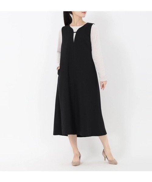 【ストロベリーフィールズ/STRAWBERRY FIELDS】のキーネックジャンパースカート インテリア・キッズ・メンズ・レディースファッション・服の通販 founy(ファニー) 　ファッション　Fashion　レディースファッション　Fashion for Women　スカート　Skirts　ブラック2|ID: prp329100004813612 ipo3291000000034950684