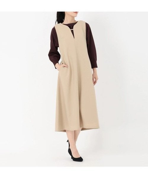 【ストロベリーフィールズ/STRAWBERRY FIELDS】のキーネックジャンパースカート インテリア・キッズ・メンズ・レディースファッション・服の通販 founy(ファニー) 　ファッション　Fashion　レディースファッション　Fashion for Women　スカート　Skirts　オフベージュ2|ID: prp329100004813612 ipo3291000000034950685