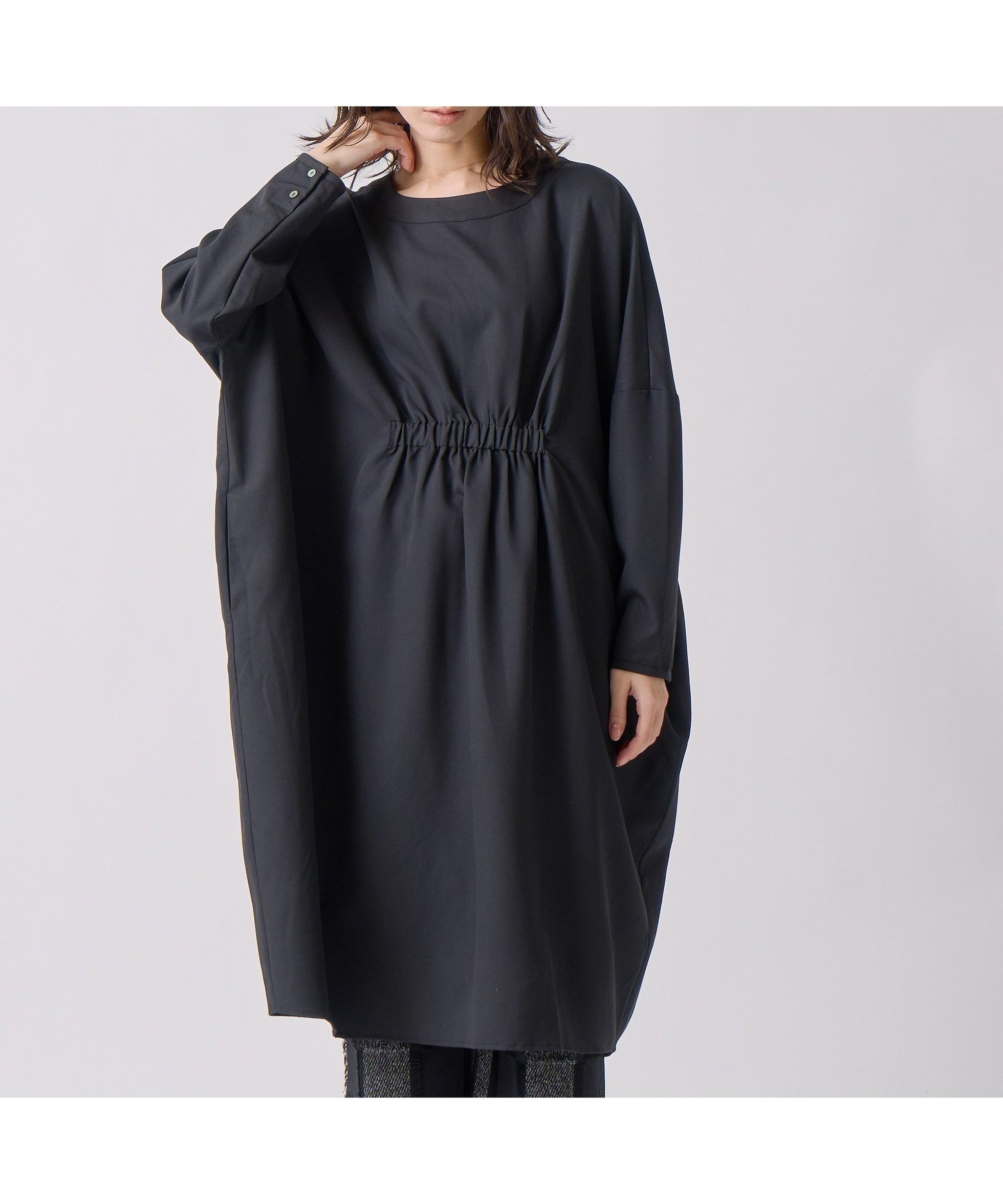 【ビーアパートメント/b apartment / MEN】の「KELEN / ケレン」ウエストギャザーコクーンシルエットワンピース インテリア・キッズ・メンズ・レディースファッション・服の通販 founy(ファニー) 　ファッション　Fashion　メンズファッション　Fashion for Men　おすすめ　Recommended / Our Picks　ギャザー　Gathered, Ruffled　セットアップ　Set-Up, Coordinated Outfit　タイツ　Tights, Legwear　ドレープ　Drape, Draping Fabric　再入荷　Restock / Back in Stock　BLACK|ID: prp329100004813632 ipo3291000000034951048