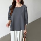 【ココモモ/COCOMOMO】の袖レースブラウス チュニックブラウス ゆったり体型カバー ブラウス 七分袖 人気、トレンドファッション・服の通販 founy(ファニー) ファッション Fashion レディースファッション Fashion for Women トップス・カットソー Cut & Sew Tops シャツ・ブラウス・オフィスカジュアル Elegant Blouses & Button-Ups エレガント 上品 Elegant チュニック Tunic, Long Top レース Lace, Lace Fabric 切替 Switching, Contrast Panel 透かし Cut-Out, Lacework thumbnail グレー|ID: prp329100004813633 ipo3291000000034951057