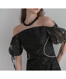 【レジャ/Leja】のLEJA-スパンコールウエストデザインIラインワンピースドレス結婚式 人気、トレンドファッション・服の通販 founy(ファニー) ファッション Fashion レディースファッション Fashion for Women ワンピース Dresses フォーマル・パーティードレス・結婚式用ドレス Elegant & Casual Dresses スパンコール Sequins, Sequin Embellishment スリーブ Sleeve, Long Sleeve / Short Sleeve チュール Tulip, Tulip Motif デコルテ Décolleté, Neckline ドレス Dress, One-Piece フロント Front, Front Design リボン Ribbon, Bow エレガント 上品 Elegant 結婚式 Wedding |ID:prp329100004813660