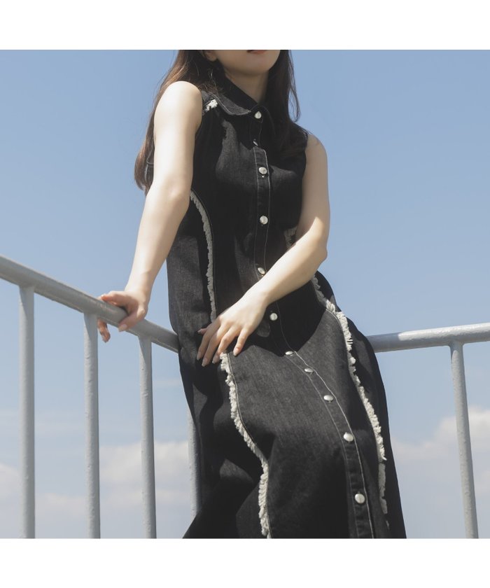 【ノエラ/Noela】のフリンジデニムワンピース インテリア・キッズ・メンズ・レディースファッション・服の通販 founy(ファニー) https://founy.com/ ファッション Fashion レディースファッション Fashion for Women ワンピース Dresses デニム Denim, Jeans Material トレンド Trend, Trending Now フロント Front, Front Design ポケット Pocket, Pocket Detail |ID: prp329100004813661 ipo3291000000034951400