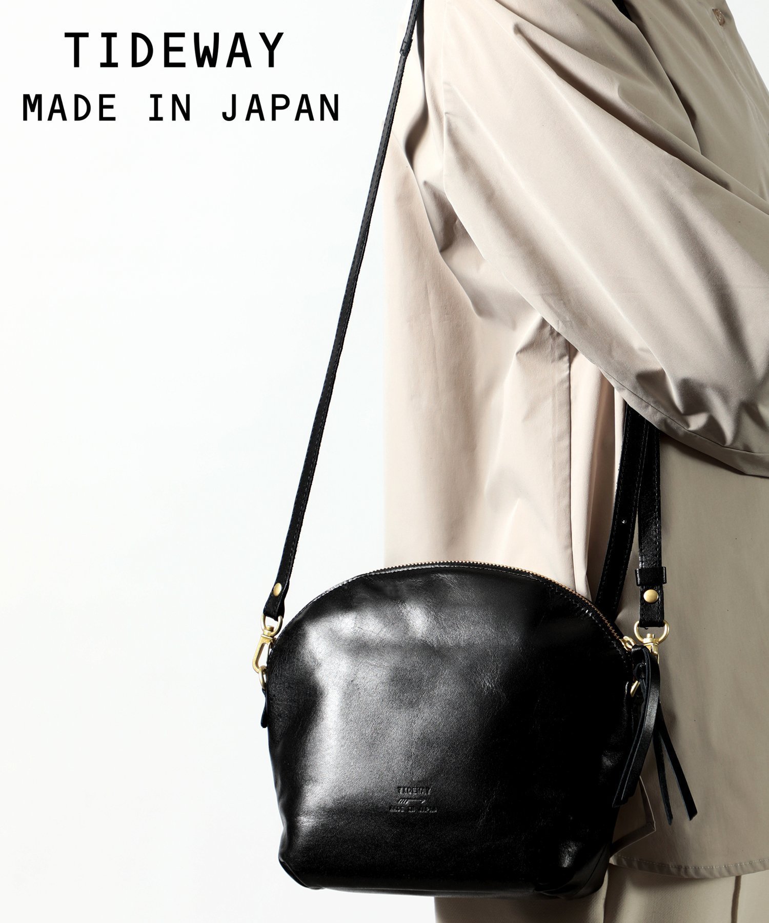 【セットアップセブン/SETUP7】のTIDEWAY/EC限定 LIGHT LEATHER SHOULDER T2409 ショルダーバッグ 日本製 MADE IN JAPAN 本革 リアルレザー タイドウェイ インテリア・キッズ・メンズ・レディースファッション・服の通販 founy(ファニー) 　ファッション　Fashion　レディースファッション　Fashion for Women　フォルム　Silhouette, Form　ベーシック　Basic, Essential　ポケット　Pocket, Pocket Detail　ラウンド　Round, Round Neck　リアル　Real, Realistic　日本製　Made In Japan　BLK|ID: prp329100004813877 ipo3291000000034960821