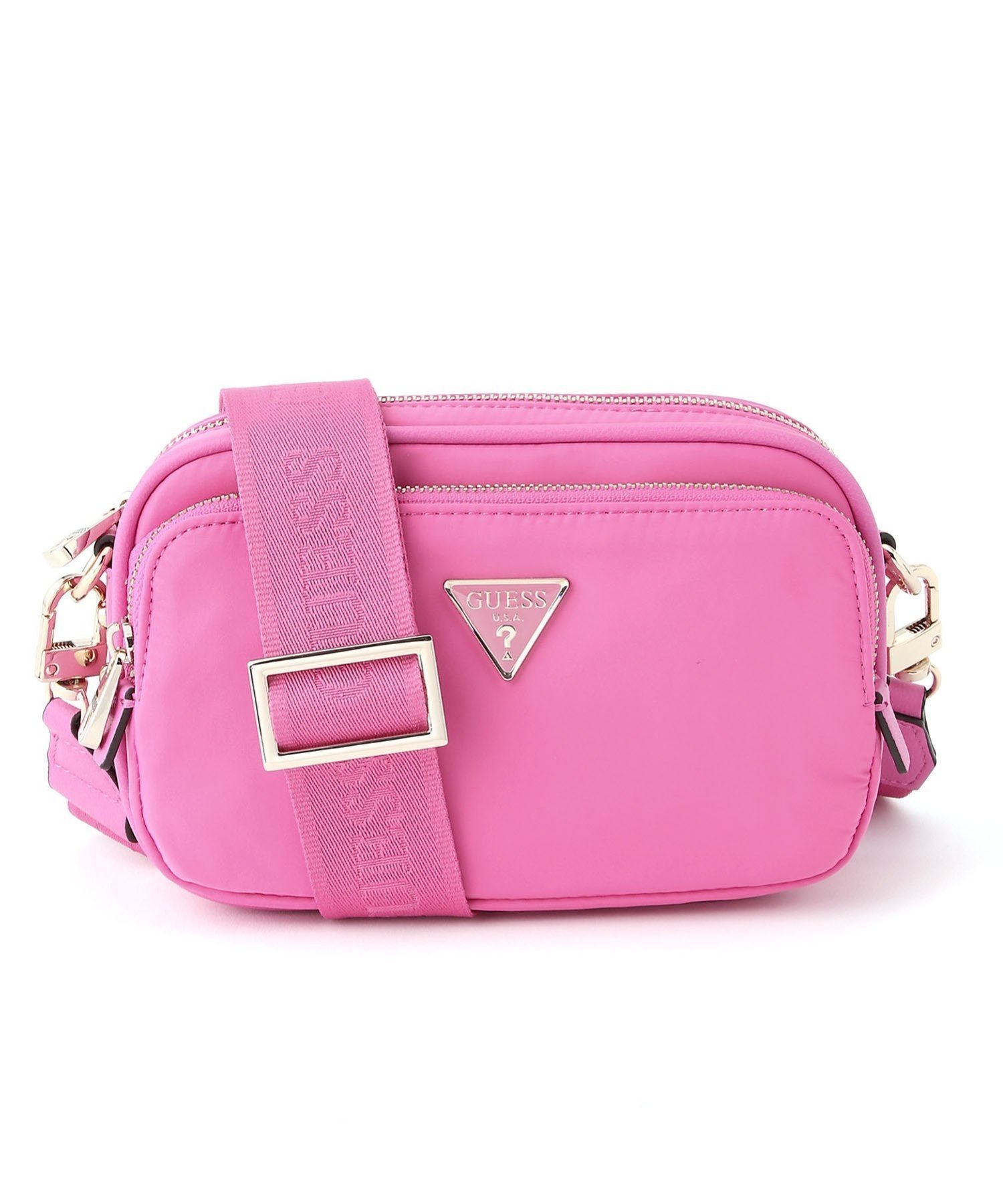 【ゲス/GUESS】のGUESS クロスボディバッグ ECO GEMMA Crossbody Camera インテリア・キッズ・メンズ・レディースファッション・服の通販 founy(ファニー) 　ファッション　Fashion　レディースファッション　Fashion for Women　アウトドア　Outdoor Clothing　カメラ　Camera Accessories　コレクション　Collection, Seasonal Line　シンプル　Simple, Minimal　ジーンズ　Jeans, Denim Pants　人気　Popular, Best Seller　旅行　Travel　ピンク|ID: prp329100004813892 ipo3291000000034961017