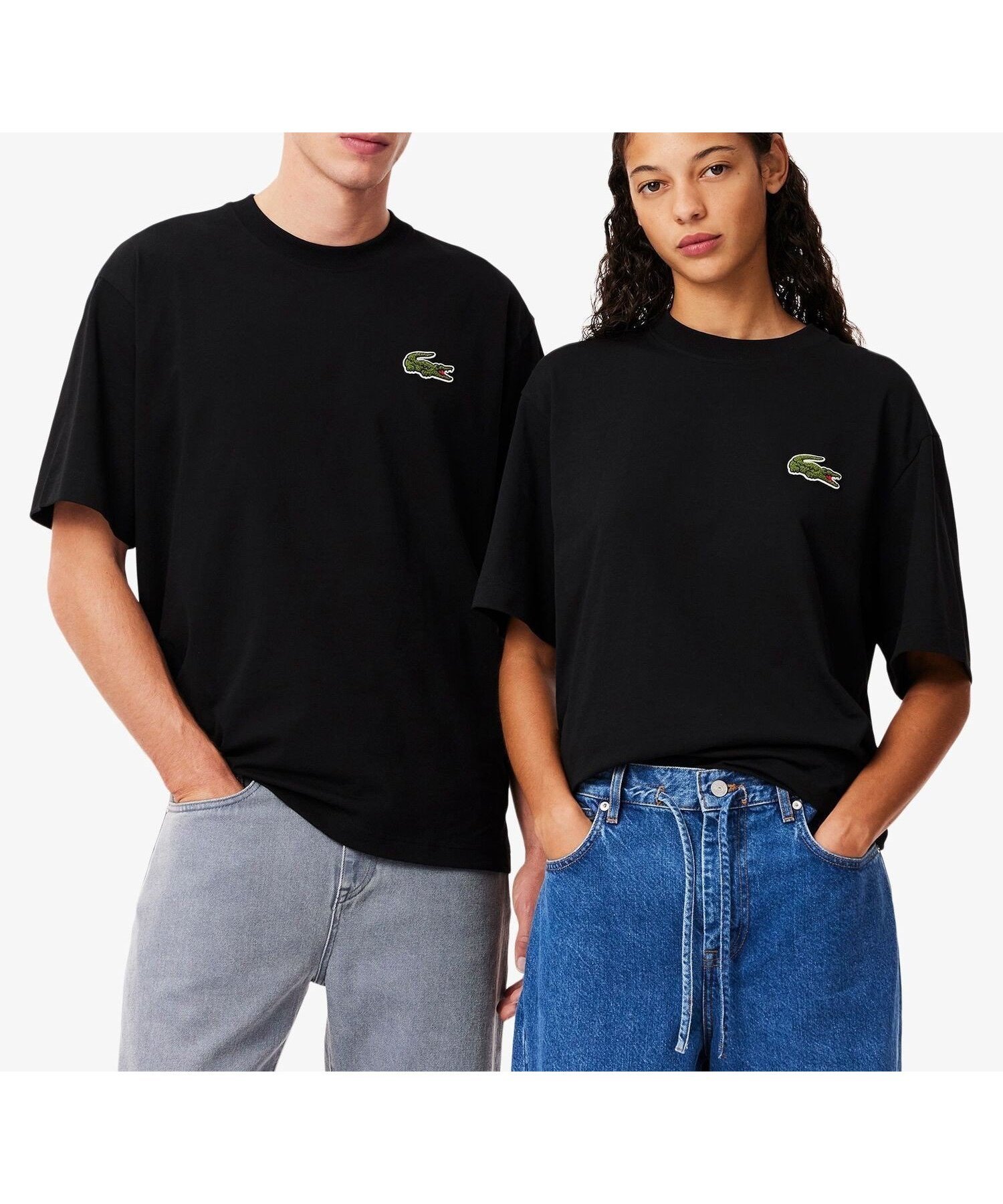 【ラコステ/LACOSTE】のシェニールワニロゴ オーバーサイズ半袖Tシャツ / ルーズフィットT インテリア・キッズ・メンズ・レディースファッション・服の通販 founy(ファニー) 　ファッション　Fashion　レディースファッション　Fashion for Women　トップス・カットソー　Cut & Sew Tops　シャツ・ブラウス・オフィスカジュアル　Elegant Blouses & Button-Ups　ロングTシャツ・Tシャツ　Longline T-Shirts & Tees　スリーブ　Sleeve, Long Sleeve / Short Sleeve　トレンド　Trend, Trending Now　ハーフ　Half, Half-Length　ルーズ　Loose, Oversized　半袖　Short Sleeve, Half Sleeve　ブラック|ID: prp329100004813893 ipo3291000000034961037