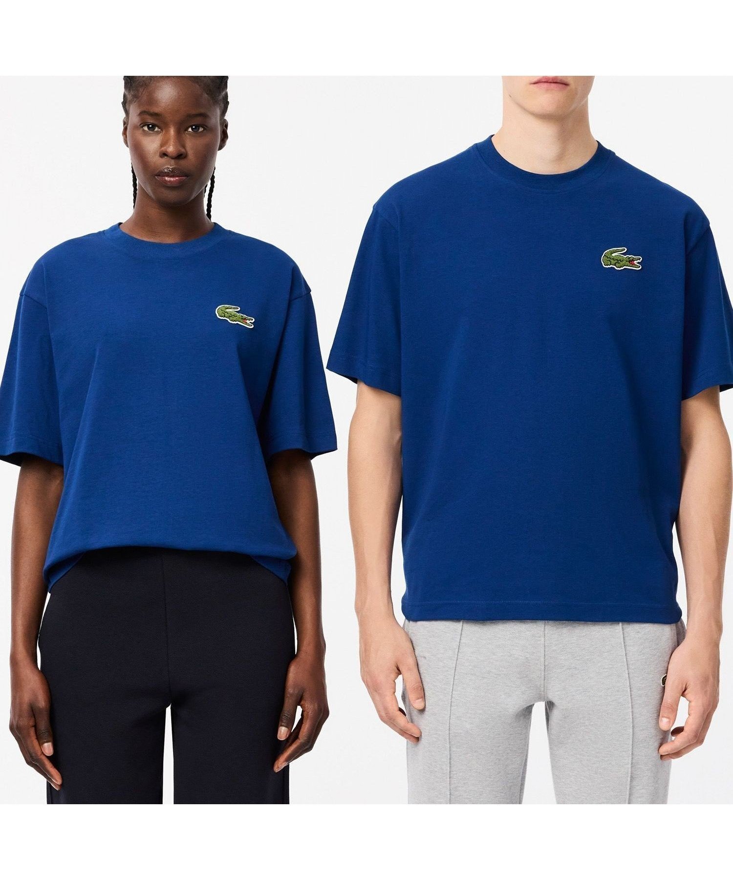 【ラコステ/LACOSTE】のシェニールワニロゴ オーバーサイズ半袖Tシャツ / ルーズフィットT インテリア・キッズ・メンズ・レディースファッション・服の通販 founy(ファニー) 　ファッション　Fashion　レディースファッション　Fashion for Women　トップス・カットソー　Cut & Sew Tops　シャツ・ブラウス・オフィスカジュアル　Elegant Blouses & Button-Ups　ロングTシャツ・Tシャツ　Longline T-Shirts & Tees　スリーブ　Sleeve, Long Sleeve / Short Sleeve　トレンド　Trend, Trending Now　ハーフ　Half, Half-Length　ルーズ　Loose, Oversized　半袖　Short Sleeve, Half Sleeve　ブルー|ID: prp329100004813893 ipo3291000000034961041