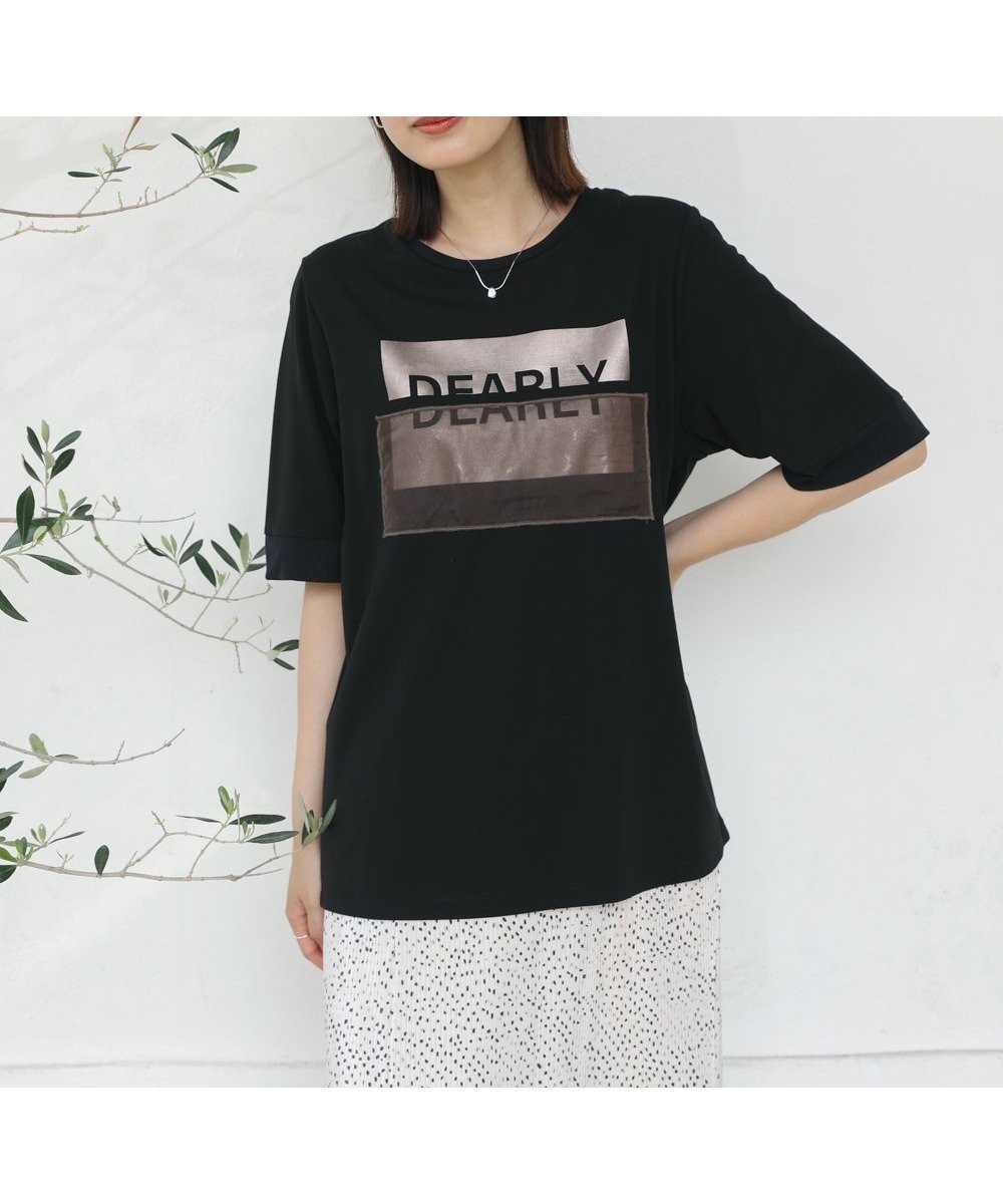 【バブ ブージュルード/Bab Bou Jeloud】の箔BOXロゴTEE インテリア・キッズ・メンズ・レディースファッション・服の通販 founy(ファニー) 　ファッション　Fashion　レディースファッション　Fashion for Women　オーガンジー　Organza Fabric　カットソー　Cut and Sewn Top　シアー　Sheer, See-Through　ストレッチ　Stretch, Stretchy Fabric　チュール　Tulip, Tulip Motif　トレンド　Trend, Trending Now　プリント　Print, Printed Pattern　再入荷　Restock / Back in Stock　BLACK|ID: prp329100004813974 ipo3291000000034961769