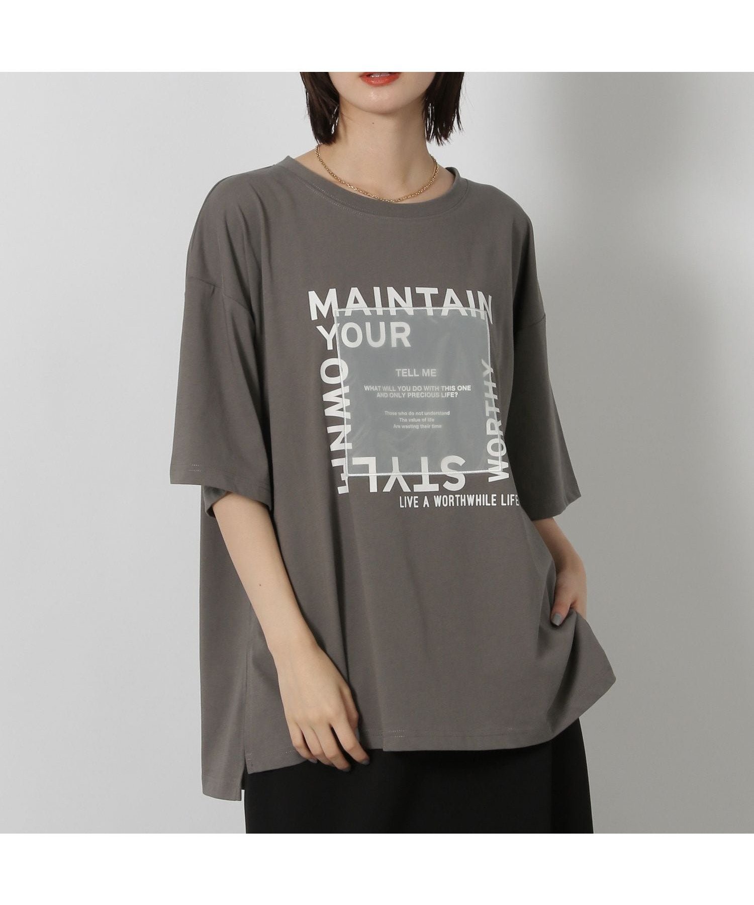 【ラコレ/LAKOLE】のオーガンジープリントT 人気、トレンドファッション・服の通販 founy(ファニー) 　ファッション　Fashion　レディースファッション　Fashion for Women　オーガンジー　Organza Fabric　ショルダー　Shoulder, Shoulder Strap　スリット　Slit, Slit Detail　ドロップ　Drop Shoulder, Dropped Style　プリント　Print, Printed Pattern　ボトム　Bottoms, Lower Wear　 other-1|ID: prp329100004814022 ipo3291000000034962312