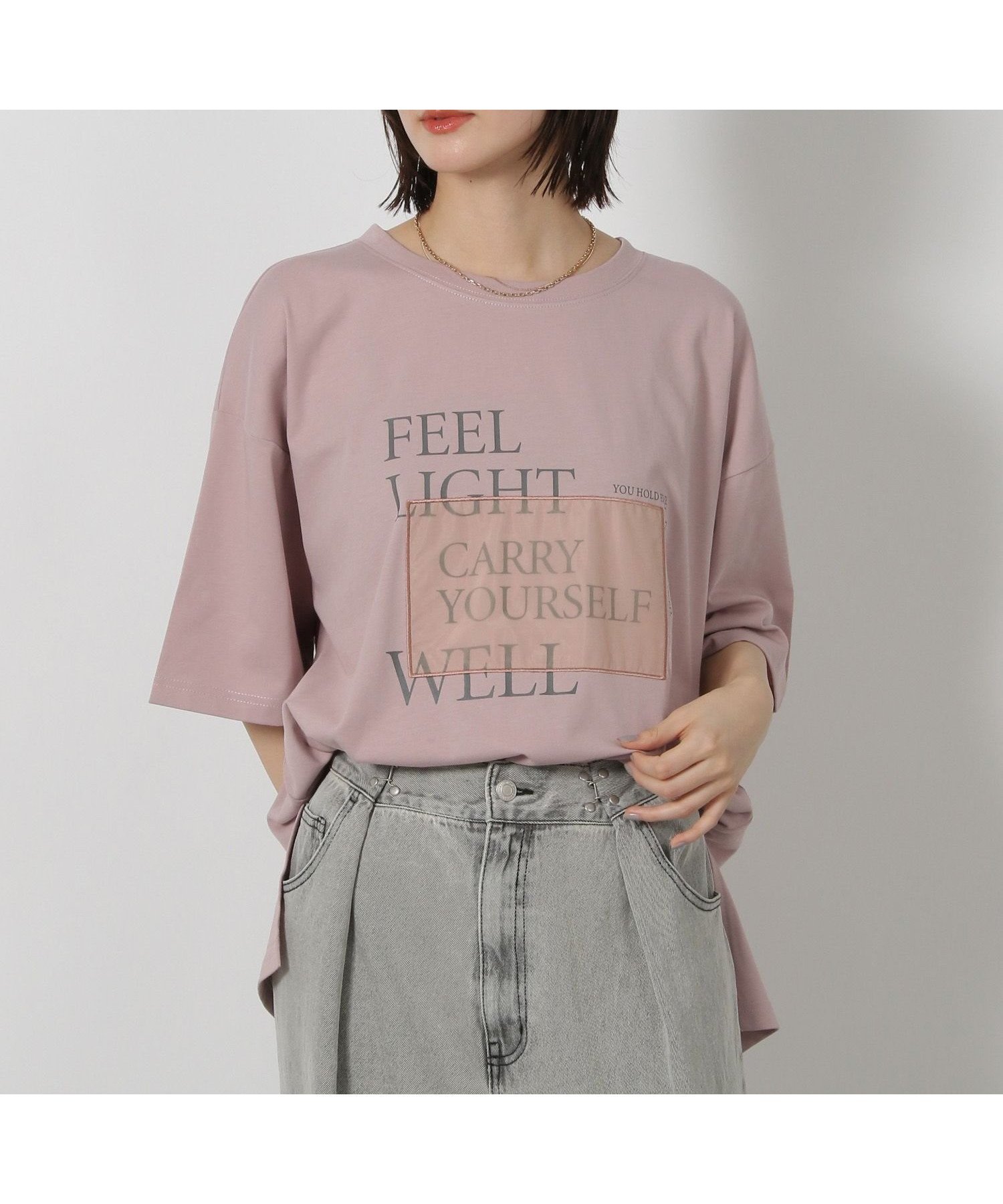 【ラコレ/LAKOLE】のオーガンジープリントT インテリア・キッズ・メンズ・レディースファッション・服の通販 founy(ファニー) 　ファッション　Fashion　レディースファッション　Fashion for Women　オーガンジー　Organza Fabric　ショルダー　Shoulder, Shoulder Strap　スリット　Slit, Slit Detail　ドロップ　Drop Shoulder, Dropped Style　プリント　Print, Printed Pattern　ボトム　Bottoms, Lower Wear　ピンク|ID: prp329100004814022 ipo3291000000034962315