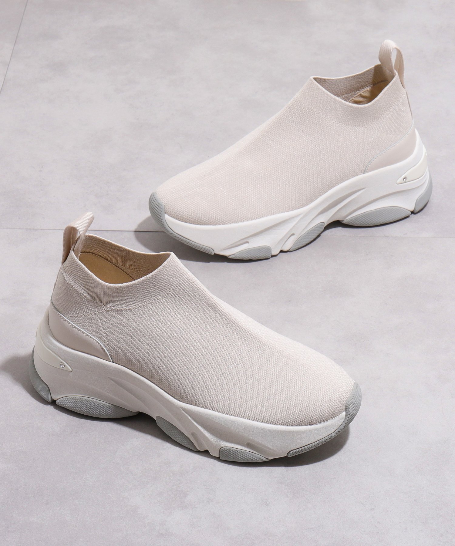 【プラスダイアナ/plus diana】の【撥水加工】軽量ニットソックススニーカー インテリア・キッズ・メンズ・レディースファッション・服の通販 founy(ファニー) 　ファッション　Fashion　レディースファッション　Fashion for Women　トップス・カットソー　Cut & Sew Tops　ニット　Knit Tops & Sweaters　ソックス&靴下　Socks & Hosiery　インソール　Shoe Insole　クッション　Cushion, Throw Pillow　軽量　Lightweight, Ultra Light　シューズ　Shoes, Footwear　ストーン　Stone, Gem-Like　スニーカー　Sneakers, Trainers　スマート　Smart, Elegant　ソックス　Socks, Hosiery　フィット　Fit, Slim Fit　プレート　Plate, Dish　ボトム　Bottoms, Lower Wear　ラバー　Rubber, Rubber Sole　再入荷　Restock / Back in Stock　新作・新入荷　New Arrivals / New In　アイボリー生地|ID: prp329100004814082 ipo3291000000034962767