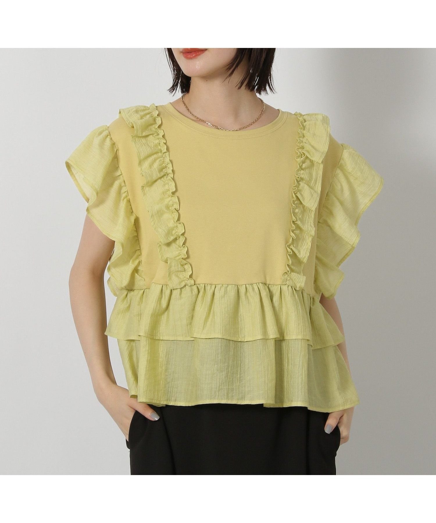 【ラコレ/LAKOLE】のフリルドッキングT 人気、トレンドファッション・服の通販 founy(ファニー) 　ファッション　Fashion　レディースファッション　Fashion for Women　おすすめ　Recommended / Our Picks　カットソー　Cut and Sewn Top　コンパクト　Compact, Small Size　デニム　Denim, Jeans Material　ドッキング　Docking, Mixed Material　フリル　Frill, Ruffle　ボトム　Bottoms, Lower Wear　切替　Switching, Contrast Panel　 other-1|ID: prp329100004814145 ipo3291000000034963360