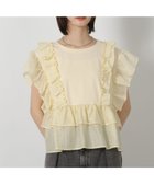 【ラコレ/LAKOLE】のフリルドッキングT 人気、トレンドファッション・服の通販 founy(ファニー) ファッション Fashion レディースファッション Fashion for Women おすすめ Recommended / Our Picks カットソー Cut and Sewn Top コンパクト Compact, Small Size デニム Denim, Jeans Material ドッキング Docking, Mixed Material フリル Frill, Ruffle ボトム Bottoms, Lower Wear 切替 Switching, Contrast Panel thumbnail イエローアイボリー|ID: prp329100004814145 ipo3291000000034963362