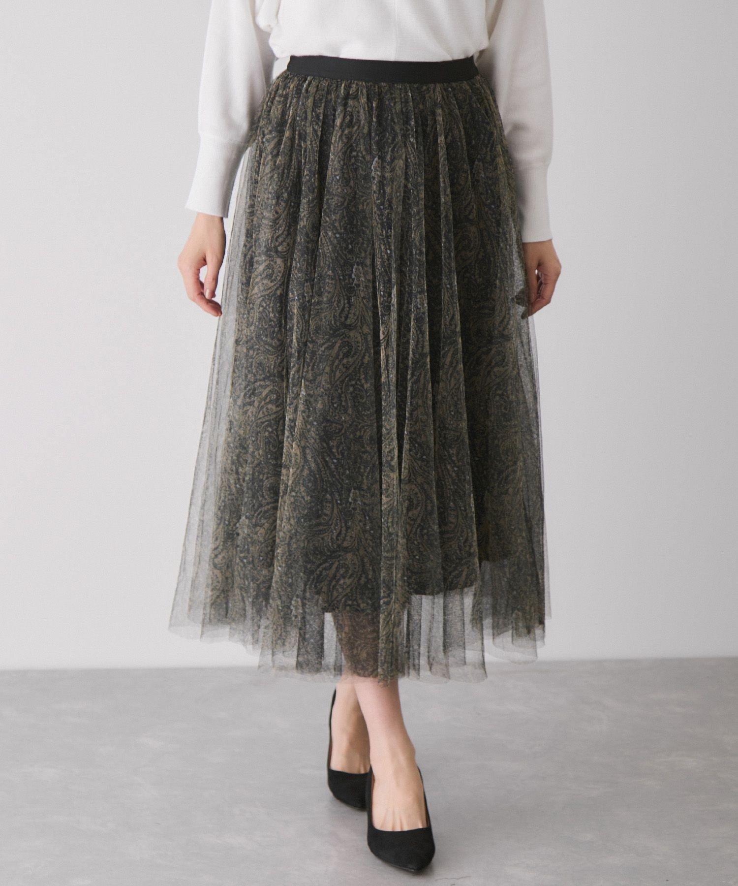 【ジャイロ/JAYRO】の柄シアー重ねスカート インテリア・キッズ・メンズ・レディースファッション・服の通販 founy(ファニー) 　ファッション　Fashion　レディースファッション　Fashion for Women　スカート　Skirts　エアリー　Airy Texture　エレガント 上品　Elegant　春　Spring　カットソー　Cut and Sewn Top　カーディガン　Cardigan, Knitwear　クール　Cool, Chic　グラデーション　Gradient, Ombre　シアー　Sheer, See-Through　シンプル　Simple, Minimal　スウェット / スエット　Sweatshirt, Sweatwear　チュール　Tulip, Tulip Motif　パーカー　Hoodie, Parka　フレア　Flare, Flared　ペイズリー　Paisley, Ethnic Pattern　ポケット　Pocket, Pocket Detail　ライダースジャケット　Riders, Biker Jacket　A/W・秋冬　Autumn/Winter　S/S・春夏　SS, Spring/Summer, Warm Season　おすすめ　Recommended / Our Picks　夏　Summer　ブラック系(02)|ID: prp329100004814366 ipo3291000000034965544