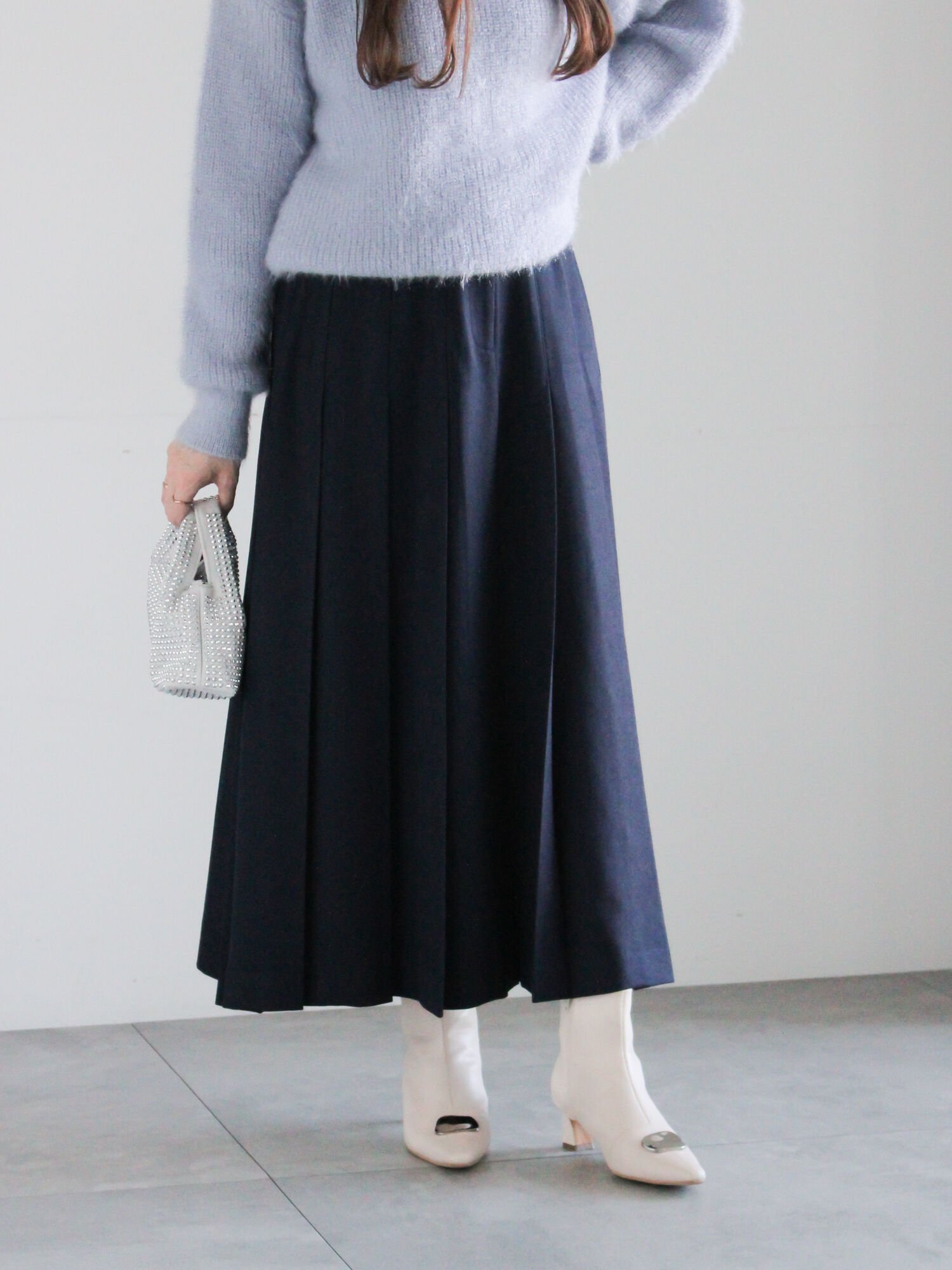 【テチチ/Te chichi】のチェックアソートロングプリーツスカート インテリア・キッズ・メンズ・レディースファッション・服の通販 founy(ファニー) 　ファッション　Fashion　レディースファッション　Fashion for Women　スカート　Skirts　プリーツスカート / 上品フェミニンスタイル　Pleated Skirts　クラシカル　Classical, Vintage-Inspired　チェック　Check, Plaid, Tartan　プリーツ　Pleats, Pleated　ロング　Long, Long-Length　無地　Plain, Solid Color　ネイビー|ID: prp329100004814367 ipo3291000000034965561