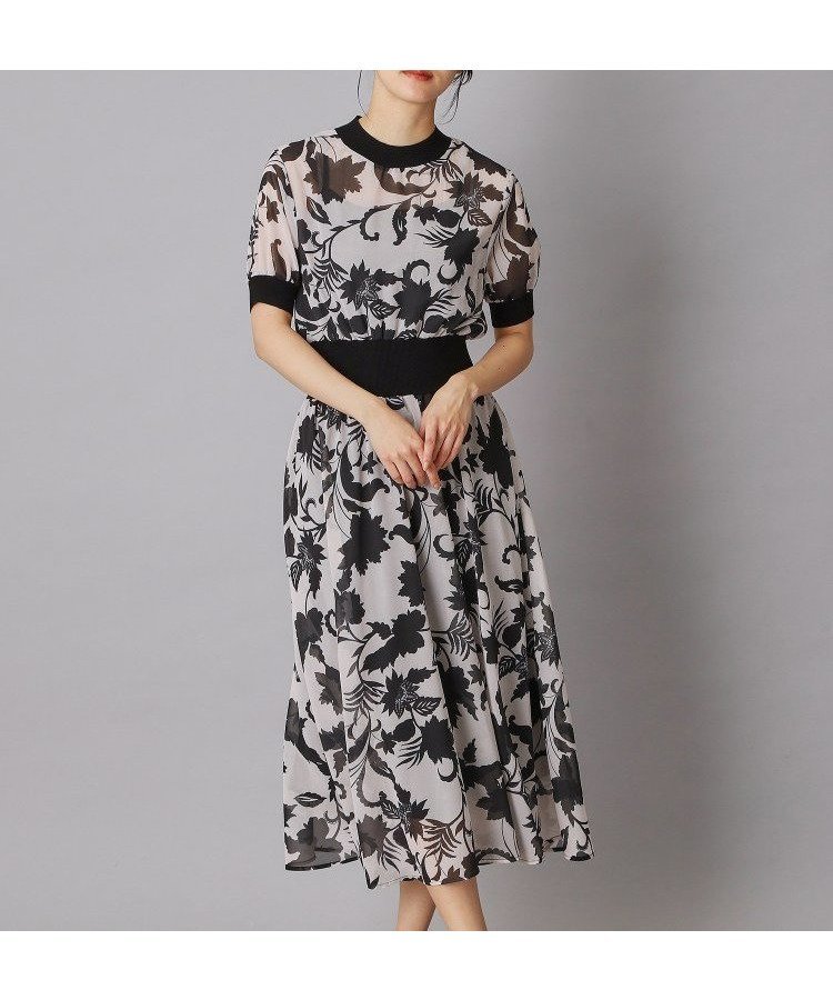 【ドレステリア/DRESSTERIOR】のシアーフラワープリントワンピース インテリア・キッズ・メンズ・レディースファッション・服の通販 founy(ファニー) 　ファッション　Fashion　レディースファッション　Fashion for Women　ワンピース　Dresses　アンダー　Underwear Essentials　インナー　Innerwear　カーディガン　Cardigan, Knitwear　キャミソール　Camisole, Spaghetti Strap Top　サンダル　Sandals, Summer Shoes　シアー　Sheer, See-Through　シューズ　Shoes, Footwear　ジャケット　Jacket, Outerwear　ストレッチ　Stretch, Stretchy Fabric　スニーカー　Sneakers, Trainers　スマート　Smart, Elegant　バランス　Balance, Style Balance　フラット　Flat, Flat Shoes　プリント　Print, Printed Pattern　ボタニカル　Botanical, Floral Pattern　ポケット　Pocket, Pocket Detail　モダン　Modern, Contemporary　モノトーン　Monotone, Black and White　リラックス　Relax, Relaxed Fit　おすすめ　Recommended / Our Picks　夏　Summer　エレガント 上品　Elegant　ベージュ|ID: prp329100004814432 ipo3291000000034966133