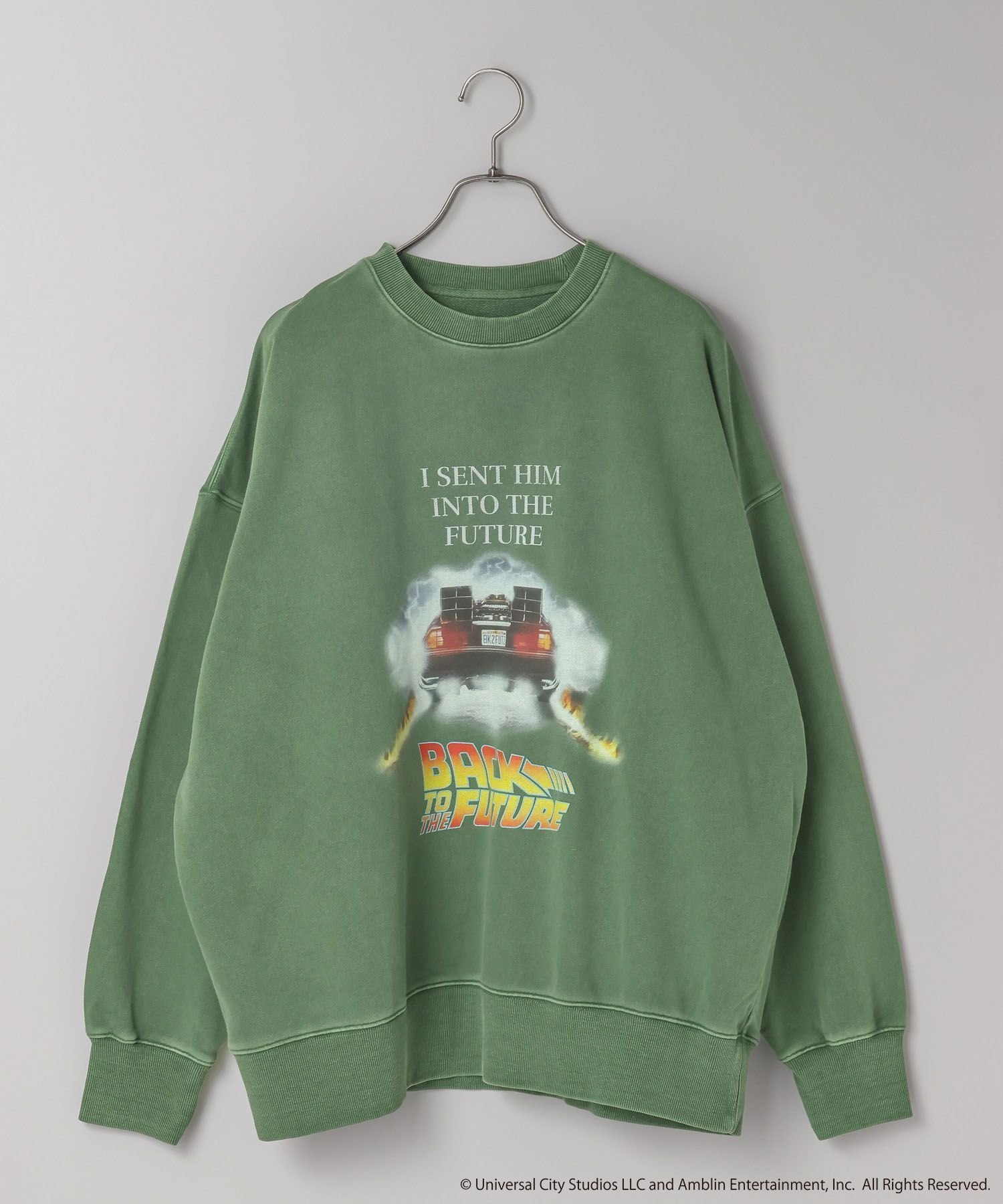 【ローリーズファーム/LOWRYS FARM】の【LFM】Back to the Future/スウェットクルーネック【UNISEX】 インテリア・キッズ・メンズ・レディースファッション・服の通販 founy(ファニー) 　ファッション　Fashion　レディースファッション　Fashion for Women　トップス・カットソー　Cut & Sew Tops　レディースパーカー・カジュアルフーディー　Casual Hoodies & Sweatshirts　スウェット・クルーネックトップス　Sweatshirts & Crewnecks / Relaxed Fit Sweat Tops　ユニセックス　Unisex, Genderless　おすすめ　Recommended / Our Picks　シンプル　Simple, Minimal　スペシャル　Special, Limited Edition　プリント　Print, Printed Pattern　ボトム　Bottoms, Lower Wear　グリーン75|ID: prp329100004814443 ipo3291000000034966220