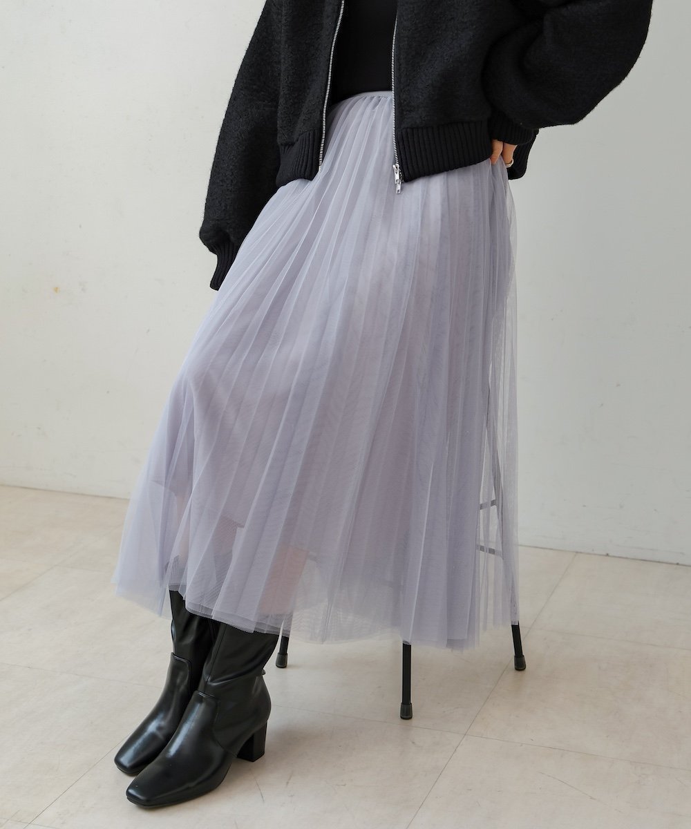 【バブ ブージュルード/Bab Bou Jeloud】の【WEB限定】フレアチュールスカート 人気、トレンドファッション・服の通販 founy(ファニー) 　ファッション　Fashion　レディースファッション　Fashion for Women　スカート　Skirts　エアリー　Airy Texture　チュール　Tulip, Tulip Motif　フェミニン　Feminine, Girly　プリーツ　Pleats, Pleated　再入荷　Restock / Back in Stock　楽ちん　Easy Fit, Comfortable　 other-1|ID: prp329100004814447 ipo3291000000034966269